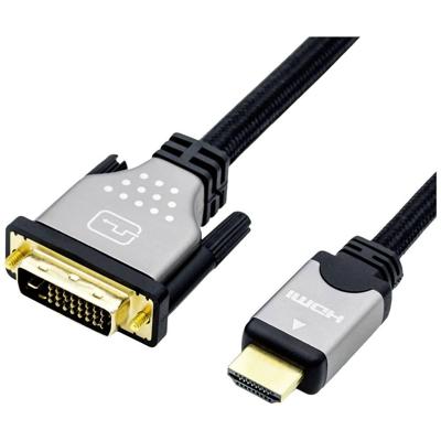 ROLINE DVI HDMI-kabel I Monitorkabel met DVI D 24+1 Dual Link en HDMI male I 4K Ultra HD 1m zilver/zwart