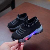 LED-licht kinderen schoenen vliegende geweven lichtgevende sport kinderen schoenen maat: 23 - thumbnail