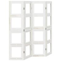 Kamerscherm met 4 panelen massief paulowniahout wit - thumbnail