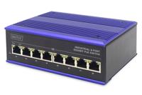 DIGITUS PoE netwerk-switch - 8-poorts Gigabit Ethernet - DIN-rail montage - klemlijst - Ventilatorloos - Zwart/blauw - thumbnail