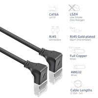 ACT DA5901 U/FTP CAT6A LSZH Slimline Patchkabel | RJ45 Connectoren 90° Haaks Beneden naar 90° Haaks Beneden | Zwart | 1 meter - thumbnail