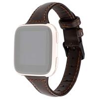 Fitbit Versa 1 / 2 & Lite Lederen bandje - Donkerbruin - thumbnail