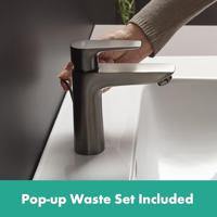 Wastafelmengkraan Talis E 110 HansGrohe Eengreeps met Trekwaste Geborsteld Zwart Chroom - thumbnail