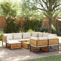 10-delige Loungeset met kussens massief acaciahout - thumbnail