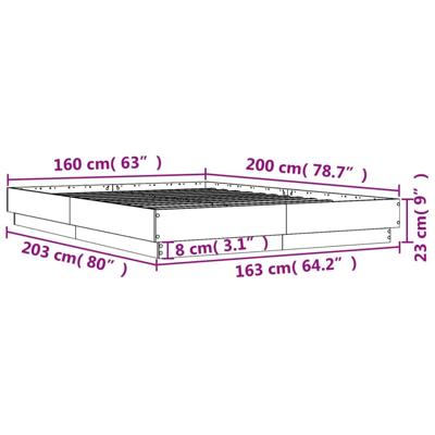 Bedframe met LED-verlichting betongrijs 160x200 cm
