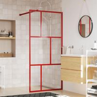 VidaXL Inloopdouchewand transparant 90x195 cm esg-glas rood - thumbnail