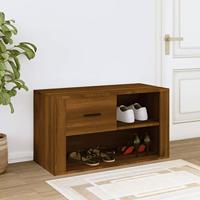 Schoenenkast 80x35x45 cm bewerkt hout bruineikenkleurig - thumbnail