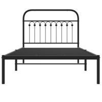 Bedframe met hoofdbord metaal zwart 100x190 cm - thumbnail