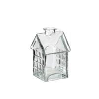 Ideas 4 Seasons Vaas glazen huisje 7x7,5xh12cm - thumbnail