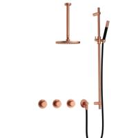 Hotbath Cobber IBS70 inbouwdouche met 30cm plafondbuis en glijstang geborsteld koper - thumbnail