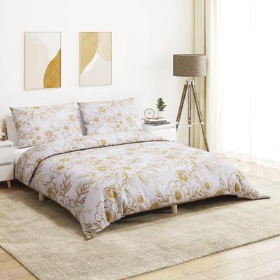 VidaXL Dekbedovertrekset 240x220 cm katoen wit en bruin VidaXL Dekbedovertrekset 240x220 cm katoen wit en bruin