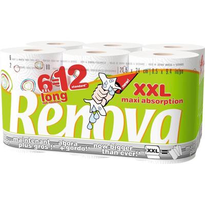 Renova keukenpapier Maxi Absorption XXL, 2-laags, 80 vel per rol, pak van 6 rollen Renova keukenpapier Maxi Absorption XXL, 2-laags, 80 vel per rol, pak van 6 rollen