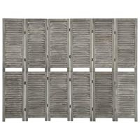 Kamerscherm met 6 panelen 214x166 cm massief hout grijs - thumbnail
