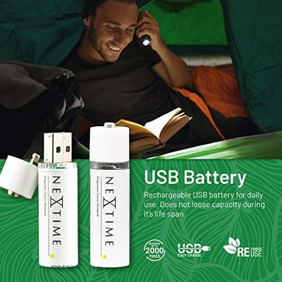 NeXtime NE-AABAT003-2 Oplaadbare AA USB-Batterij Blister A 2 Stuks. - thumbnail