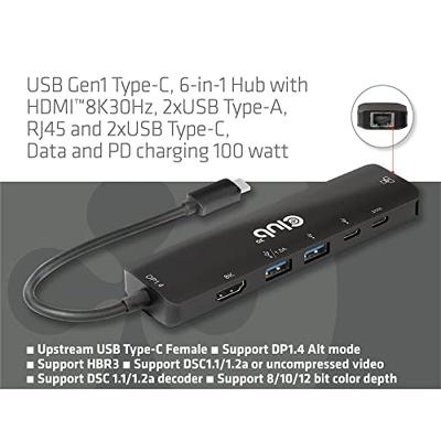 Club 3D usb gen1 type-c 6-in-1 hub dockingstation (zwart)