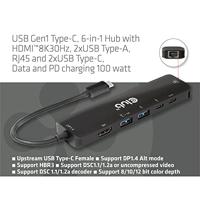 Club 3D usb gen1 type-c 6-in-1 hub dockingstation (zwart) - thumbnail