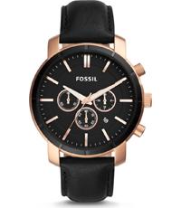 Horlogeband Fossil BQ2286 Leder Zwart 22mm