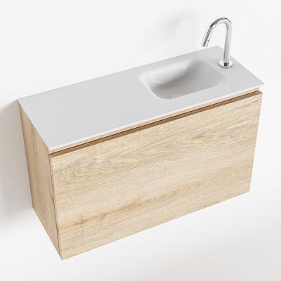 MONDIAZ OLAN 80cm toiletmeubel washed_oak. LEX wastafel talc rechts 1 kraangat