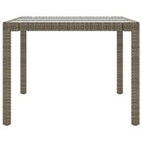 Tuintafel 190x90x75 cm gehard glas en poly rattan grijs - thumbnail
