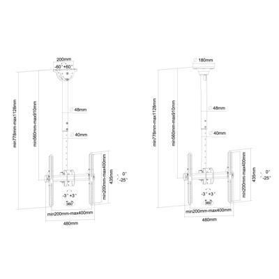 Neomounts NM-C440BLACK TV-plafondbeugel 81,3 cm (32) - 152,4 cm (60) Kantelbaar en zwenkbaar Neomounts NM-C440BLACK TV-plafondbeugel 81,3 cm (32) - 152,4 cm (60) Kantelbaar en zwenkbaar