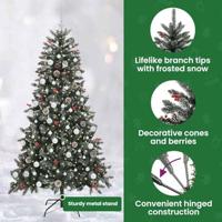 Kunstkerstboom met 300 LED Groen 180 cm PVC en Plastic en Staal - thumbnail