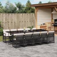 11-delige Tuinset met kussens poly rattan zwart - thumbnail