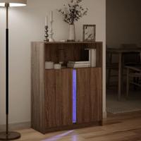 Dressoir met LED 77x34x100 cm bewerkt hout bruin eikenkleur - thumbnail