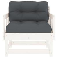 Tuinstoelen met kussens 2 st massief grenenhout wit - thumbnail
