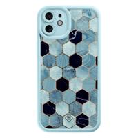iPhone 12 blauwe case - Blue cubes - thumbnail