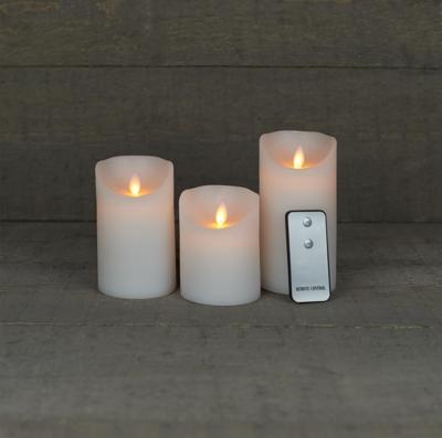 Batterijverlichting 3 kaarzen wax rustiek wit - met bewegende vlam Anna's Collection - Annas collection