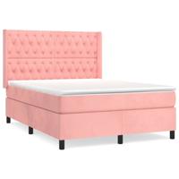 Boxspring met matras fluweel roze 140x200 cm - thumbnail