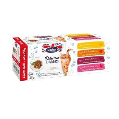 BUTCHER'S Delicious Dinners Jumbo Pack - nat kattenvoer - 4 x 100g
