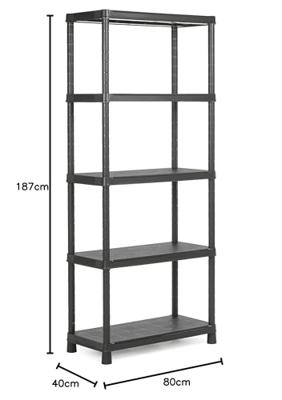 Keter Kunststof Stellingkast Plus - Opbergrek - 80x40x187cm - zwart