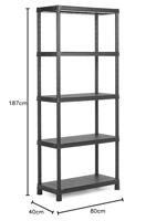 Keter Kunststof Stellingkast Plus - Opbergrek - 80x40x187cm - zwart - thumbnail