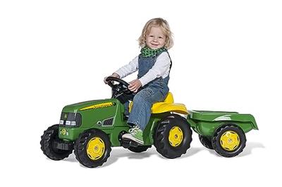 Rolly Toys traptrekker met aanhanger - John Deere RollyKid groen - thumbnail