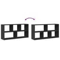 Wandschap 100x25x50 cm bewerkt hout zwart - thumbnail