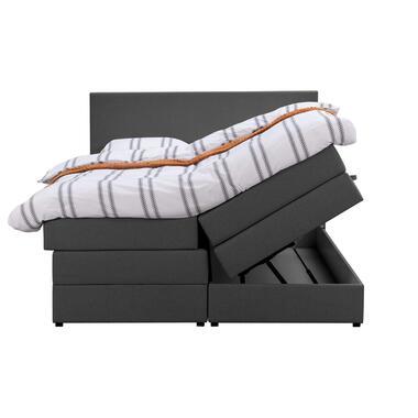 Boxspring met opbergruimte Liv egaal - antraciet - 160x200 cm - Leen Bakker