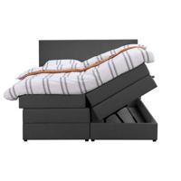 Boxspring met opbergruimte Liv egaal - antraciet - 160x200 cm - Leen Bakker - thumbnail