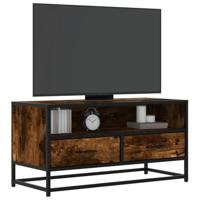 Tv-meubel 80x34,5x40cm bewerkt hout metaal gerookt eikenkleurig - thumbnail