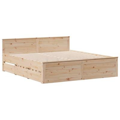 Bed met boekenkast zonder matras grenenhout wasbruin 100x200 cm