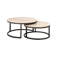 Richmond Ronde Salontafel 'Avalon' Travertin Set van 2 stuks, 85cm - thumbnail