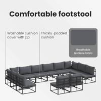 Tuinbankenset met kussen 12 pcs Zwart Aluminium - thumbnail