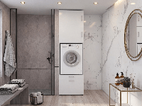 Kast WASHING 1 machine wit met 2 opzetkasten - thumbnail