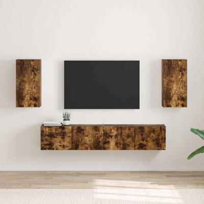 TV Wandkast 2 pcs Gerookt eiken 30 x 31 x 60 cm Bewerkt hout