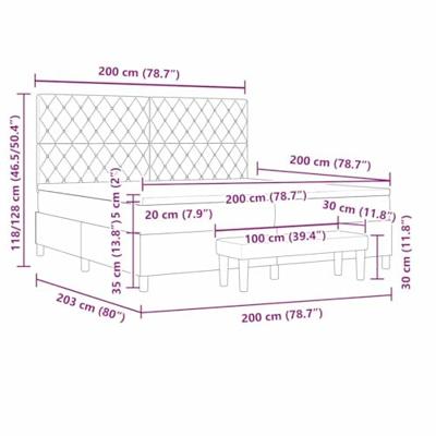 Boxspring Bed met Matras & Bank Lichtgrijs 200x200 cm Fluweel