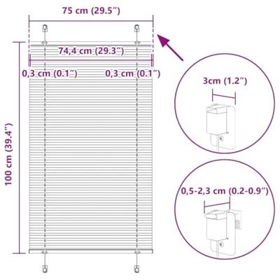 Pliss rolgordijn 75x100 cm stofbreedte 74,4 cm polyester