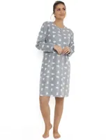Cocodream Fleece nachthemd dames - Cats - Warme winter nachtjapon - Copy - XXL - Grijs - XXL - thumbnail