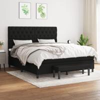 Boxspring met matras stof zwart 160x200 cm - thumbnail