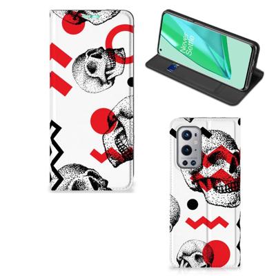Mobiel BookCase OnePlus 9 Pro Skull Red