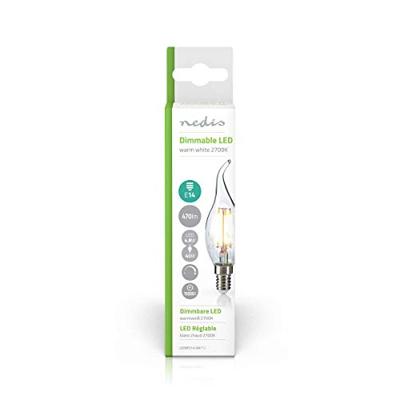 Nedis ledbfe14canft2 retro led-gloeilamp e14 kaars met gebogen punt 4,8 w 470 lm